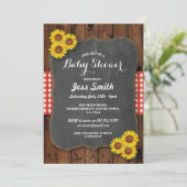 Baby shower de tournesol Invitation chalk rustique (Debout devant)