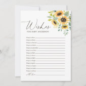 Baby shower de tournesol Voeux pour carte bébé (Devant)