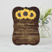 Baby shower de tournesols Invitation Bois rustique (Debout devant)