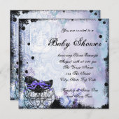 Baby shower de transport noir violet Invitation (Devant / Derrière)