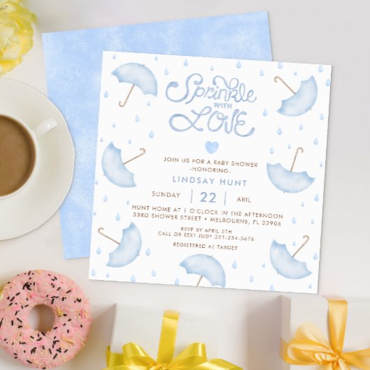 Baby shower de typographie bleu moderne Invitation