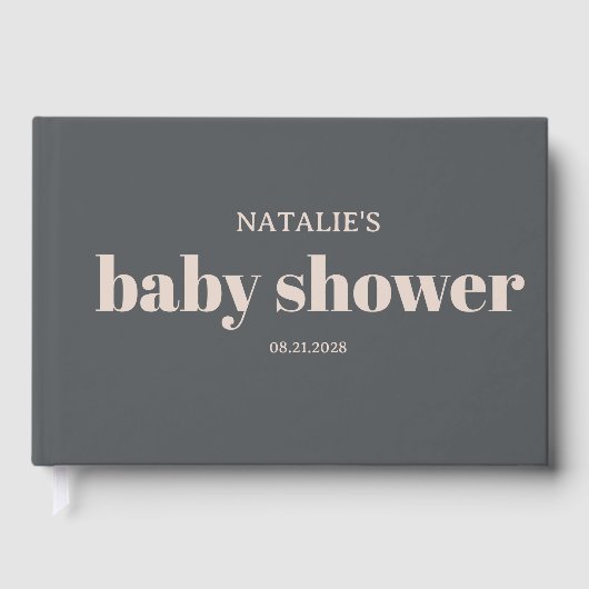 Baby shower de typographie de Boho gris rose (Recto)