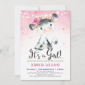 Baby shower de vache de ferme rose Invitation fill (Devant)