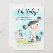 Baby shower de vaches d'aquarelle Invitation à la (Devant)