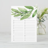 Baby shower de verdure Carte de course pour bébé (Debout devant)