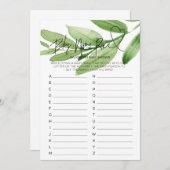 Baby shower de verdure Carte de course pour bébé (Devant / Derrière)