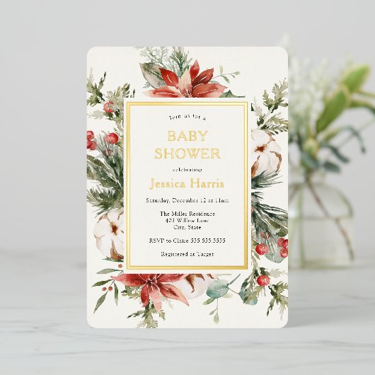 Baby shower de verdure d'hiver Invitation (Debout devant)