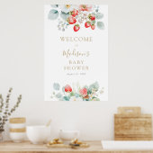 Baby shower de vignes fraises Affiche de bienvenue (Cuisine)