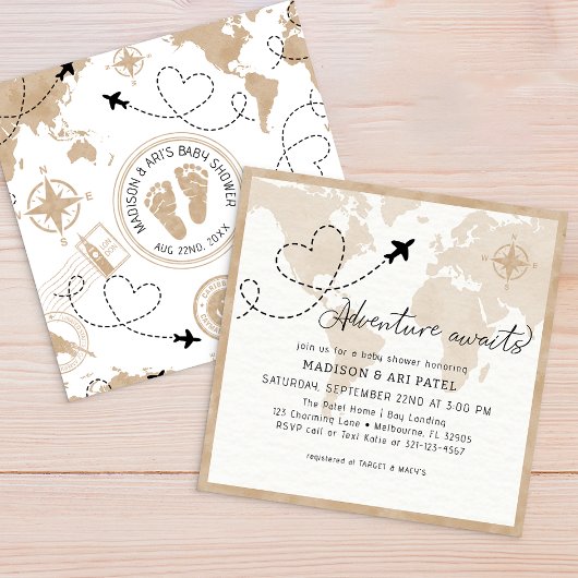 Baby shower de voyage Adventure Await Invitation