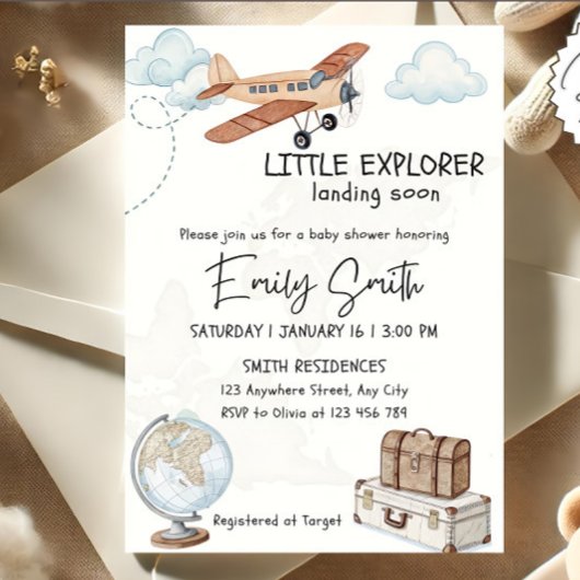 Baby shower de voyage Invitation Modèle Little Exp