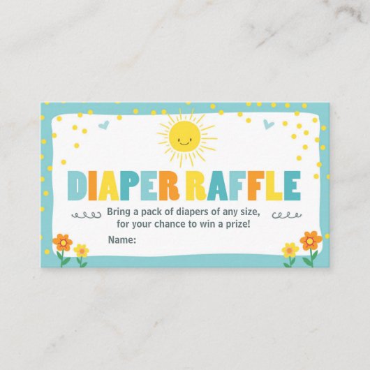 Baby shower Déchets Carte Raffin Sunshine Garçon B (Devant)