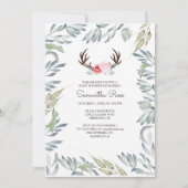 BABY SHOWER DEER ANTLER Invitation - Fille (Devant)