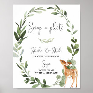Baby shower Deer Woodland Photo Livre d'or Symbole