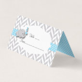 Baby shower d'éléphant bleu et gris| Cartes de pré (Dos)