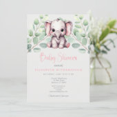 baby shower d'éléphant d'inde Invitation chic élég (Debout devant)