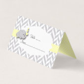 Baby shower d'éléphant jaune et gris | Cartes (Dos)