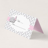 Baby shower d'éléphant rose et gris | Cartes (Dos)