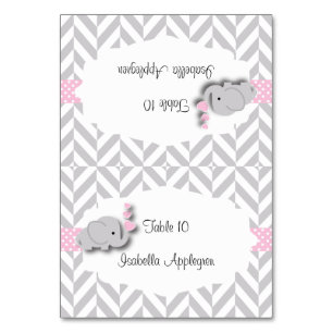 Baby shower d'éléphant rose et gris Cartes