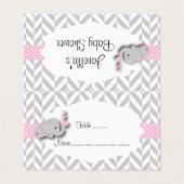 Baby shower d'éléphant rose et gris | Cartes (Extérieur déplié)