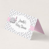 Baby shower d'éléphant rose et gris | Cartes (Dos)