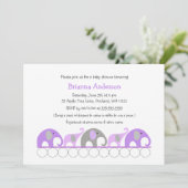 baby shower d'éléphants de lavande / invitations s (Debout devant)