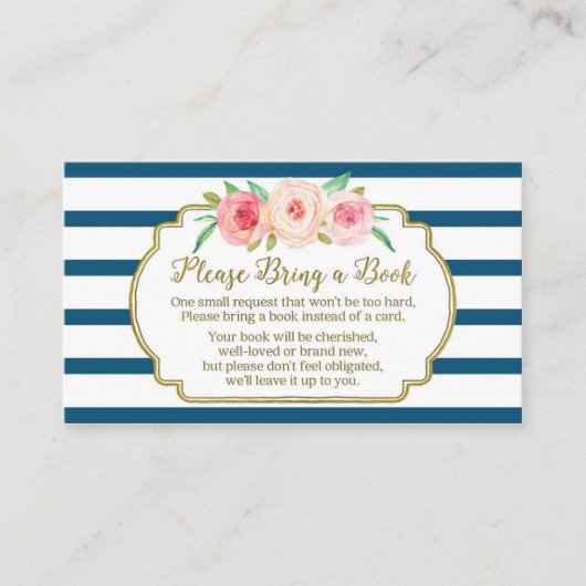 Baby shower Demande Carte Pink Floral Navy (Devant)