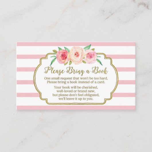 Baby shower Demande Carte Pink Floral Stripes (Devant)