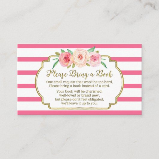 Baby shower Demande Carte Pink Floral Stripes (Devant)