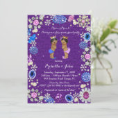 Baby shower, demper, paars kaart (Staand voorkant)