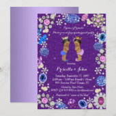 Baby shower, demper, paars kaart (Voorkant / Achterkant)