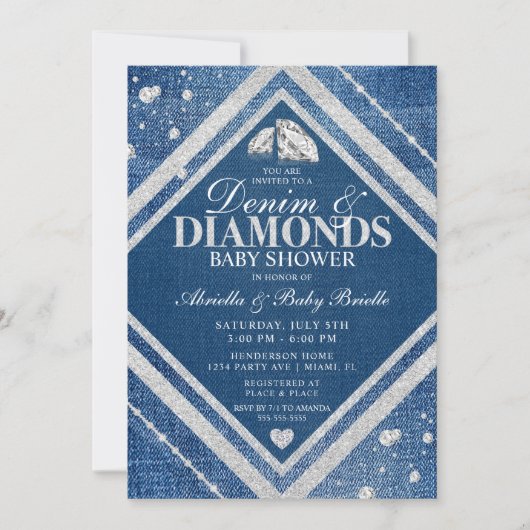 Baby shower Denim en Diamonds Kaart (Voorkant)