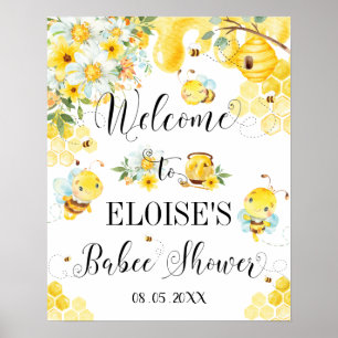 Baby shower des abeilles de miel mignonne Affiche 
