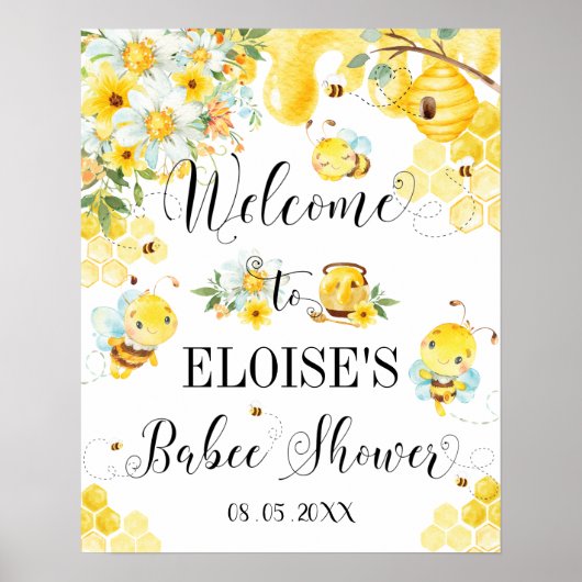 Baby shower des abeilles de miel mignonne Affiche  (Devant)