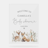 Baby shower des animaux forestiers de bois Bienven (Recto)
