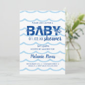 Baby shower d'été Blue Waves Invitation Motif (Debout devant)