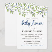 Baby shower d'été Blueberry Foliage Invitation (Devant / Derrière)