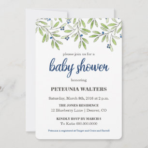 Baby shower d'été Blueberry Foliage Invitation