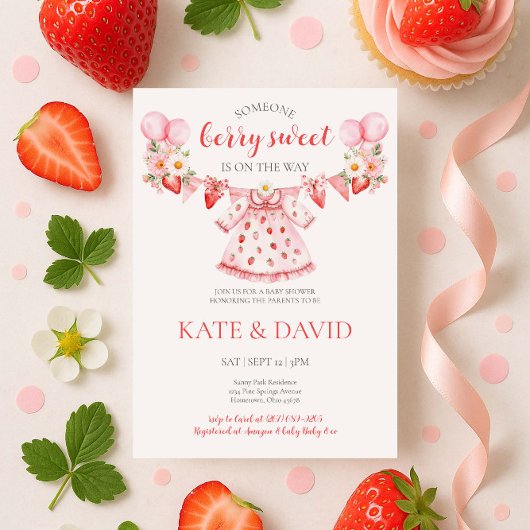 Baby shower d'été de fraise Invitation