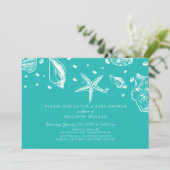 Baby shower d'été Sea Shells Invitation (Debout devant)
