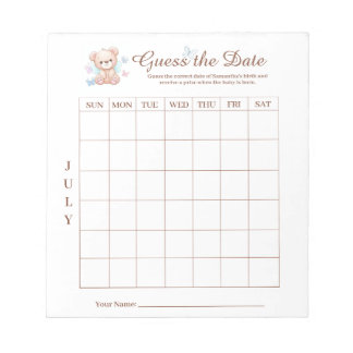 Baby shower devine le Bloc-notes d'activité Date G