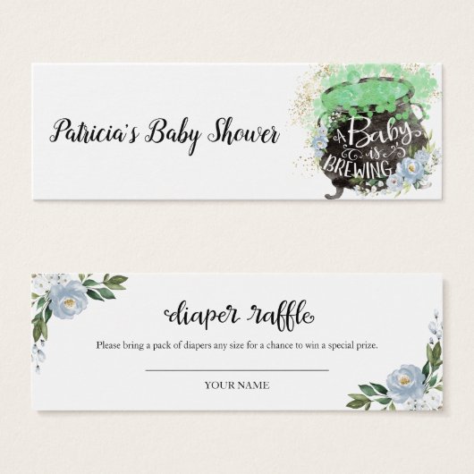 Baby shower d'Halloween bleu floral Raffle de couc (Devant & derrière)