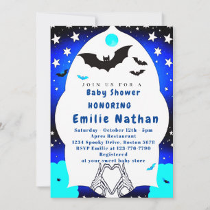Baby shower d'Halloween bleu mou Invitation