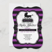 Baby shower d'Halloween gothique violet Invitation (Devant)