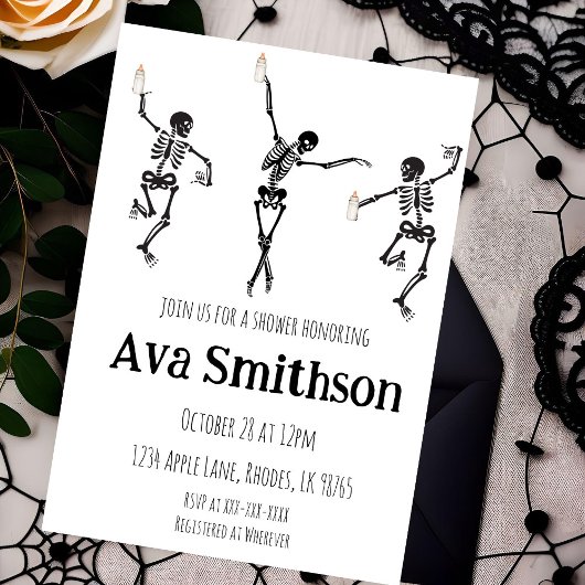 Baby shower d'Halloween noir et blanc Invitation