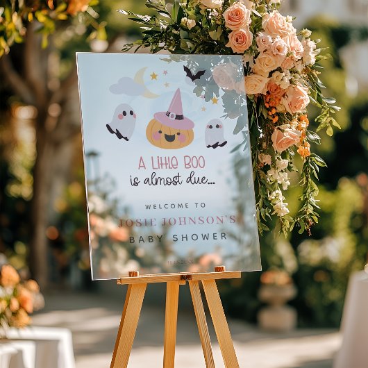 Baby shower d'Halloween rose Little Boo Bienvenue