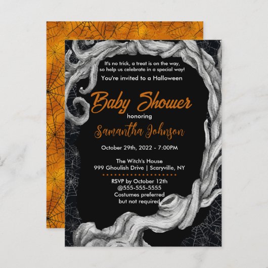 Baby shower d'Halloween Spiderweb Invitation (Devant / Derrière)