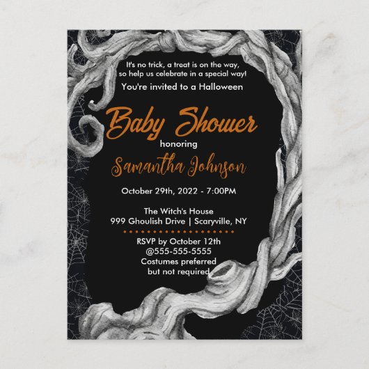 Baby shower d'Halloween Spiderweb Invitation (Devant)
