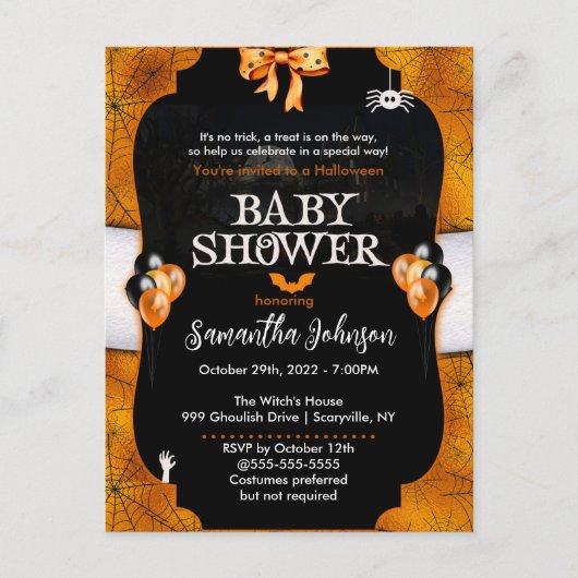 Baby shower d'Halloween Spiderweb Invitation (Devant)