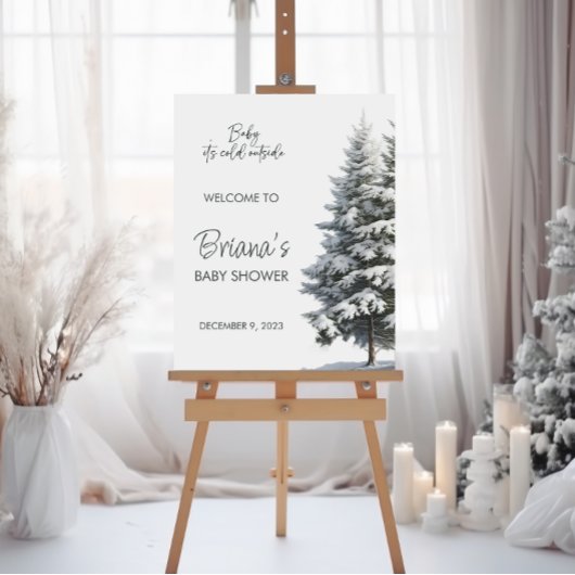 Baby shower d'hiver Affiche de bienvenue | Bébé Il