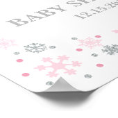 Baby shower d'hiver Affiche de bienvenue rose et a (Coin)